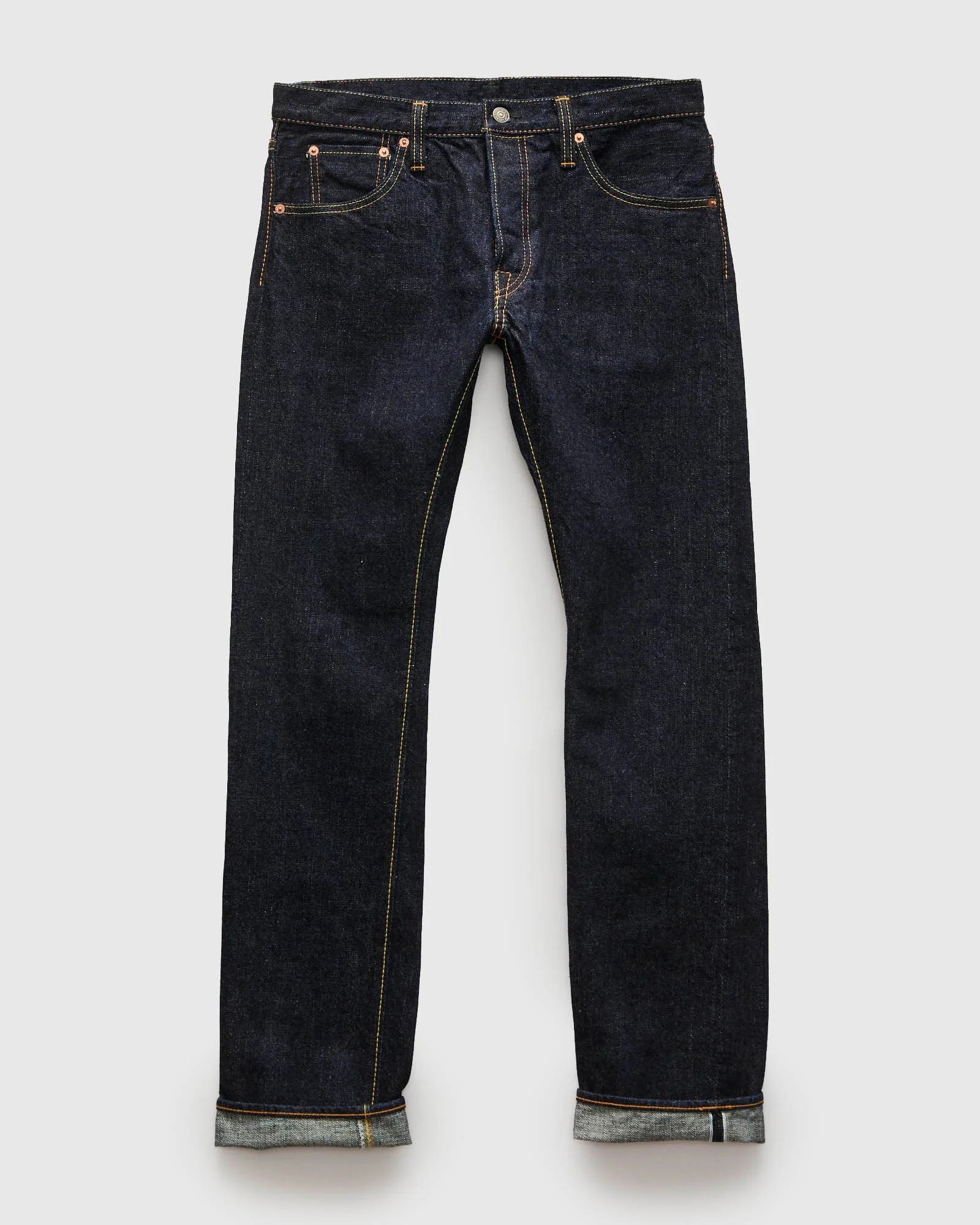 크기: XX-005 14oz Rinsed Selvedge Denim - 슬림 스트레이트 - 1