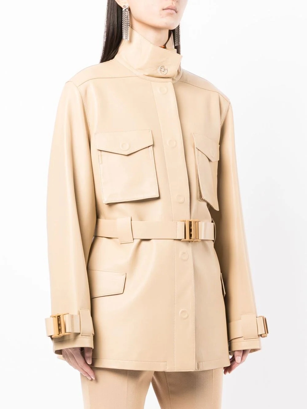 single-breasted belted-waist coat - 3