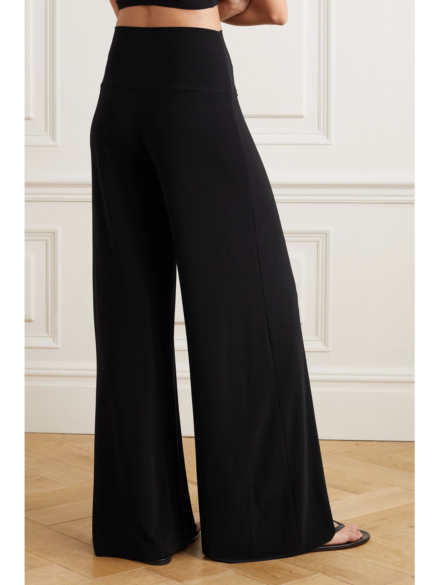 Elephant stretch-jersey wide-leg pants Black - 4