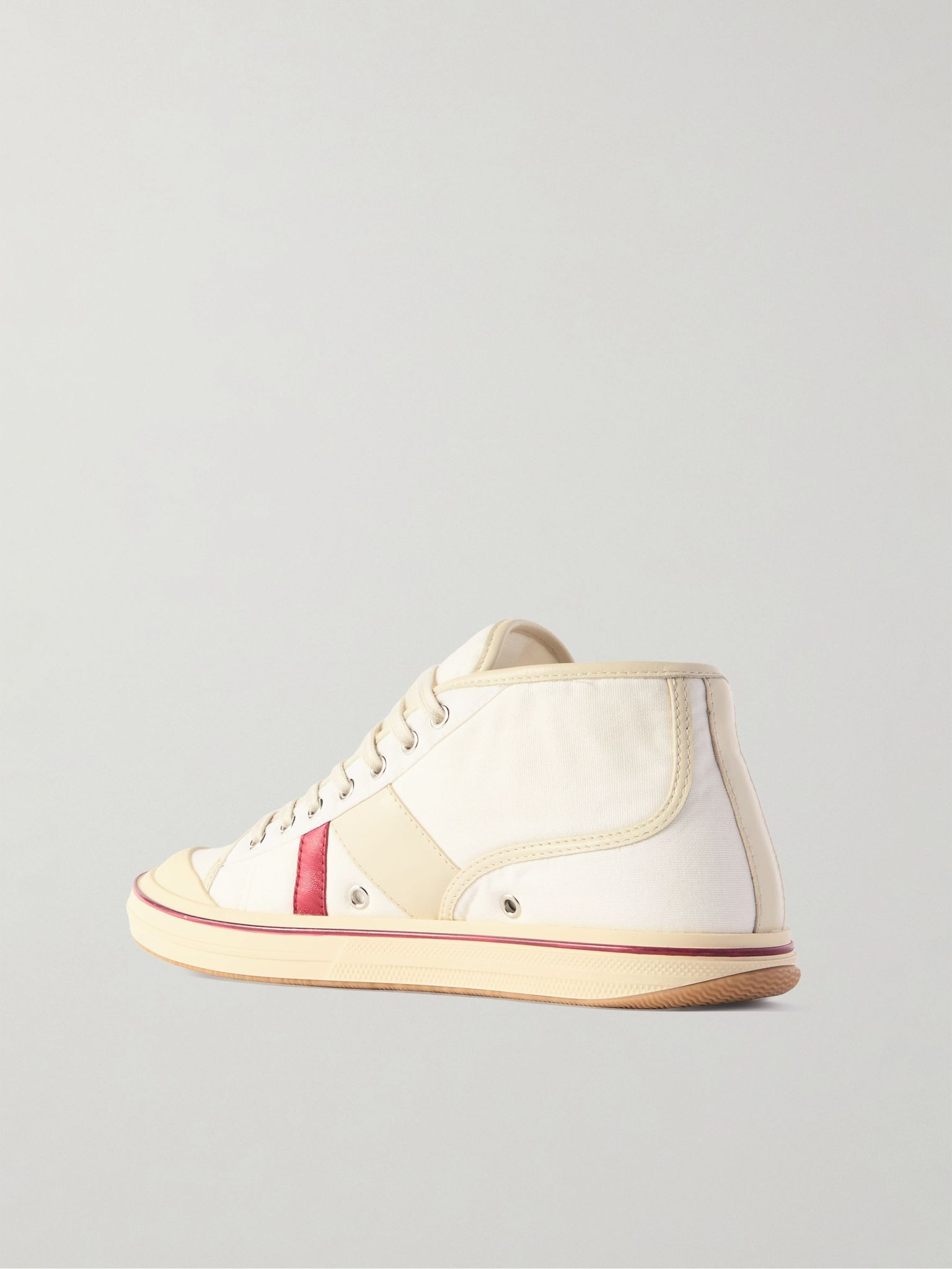 Eliot appliquéd leather-trimmed canvas sneakers Off-white - 3