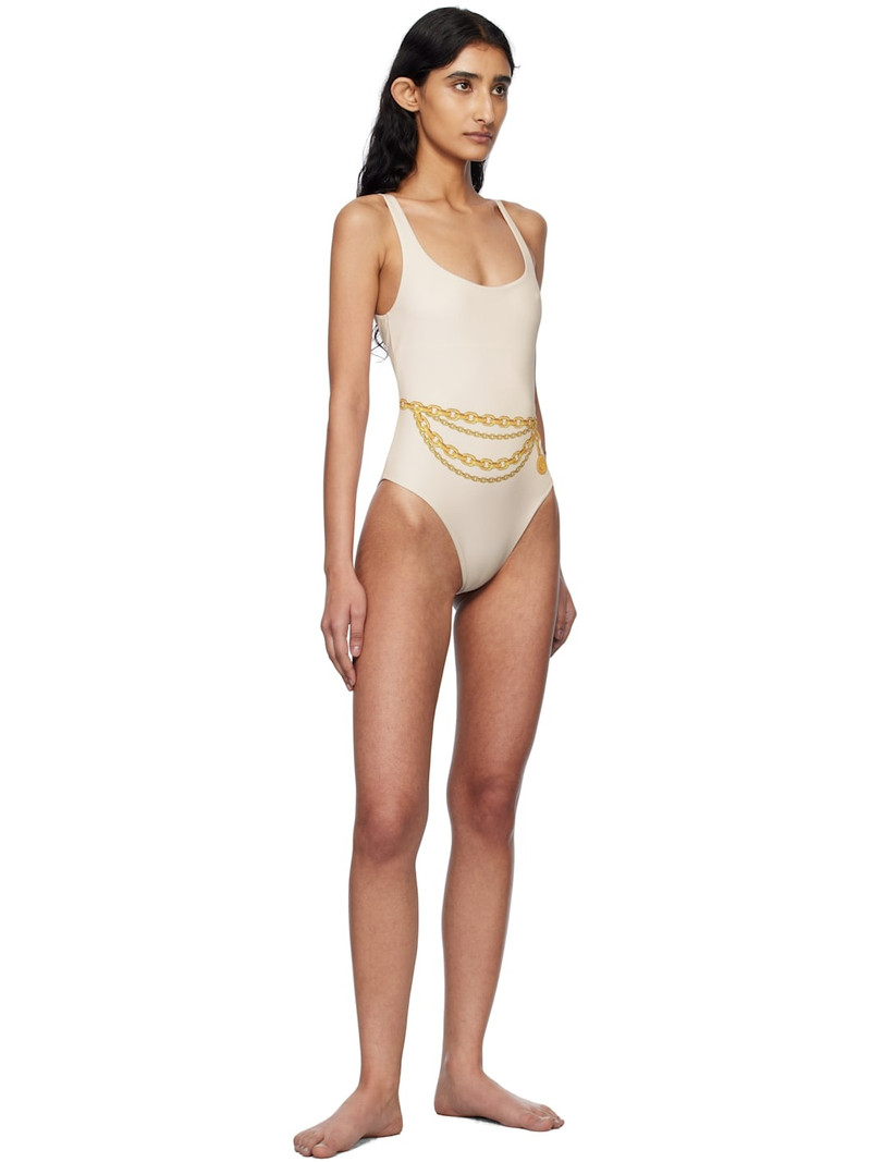 VERSACE Off-White Square Neck Swimsuit outlook