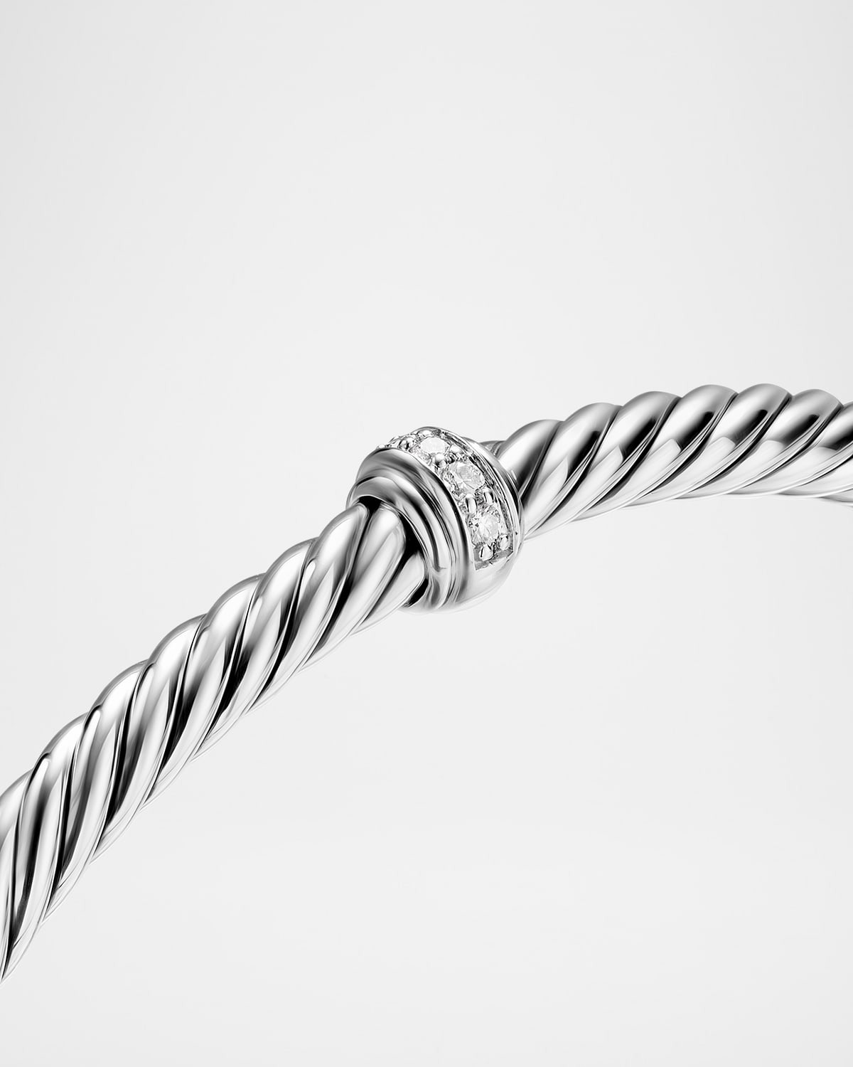Cable Flex Center Station Bracelet with Diamonds in Silver, 4mm - 4
