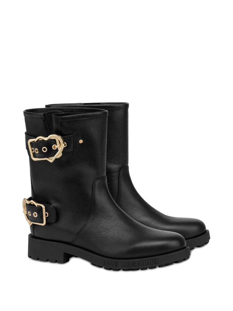 Moschino heart-buckle leather boots outlook