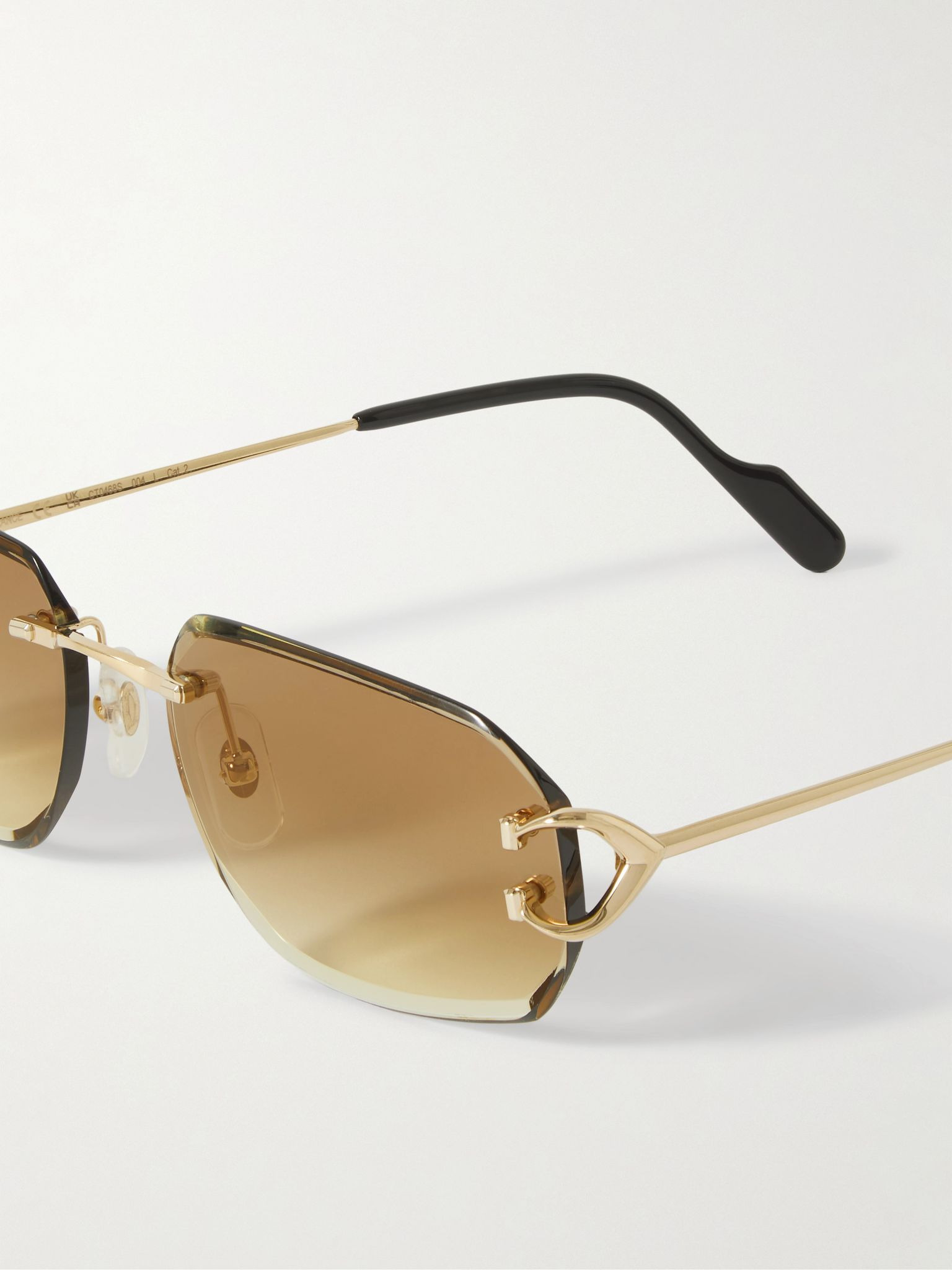 Signature C Rimless Rectangular-Frame Gold-Tone Sunglasses Gold - 3