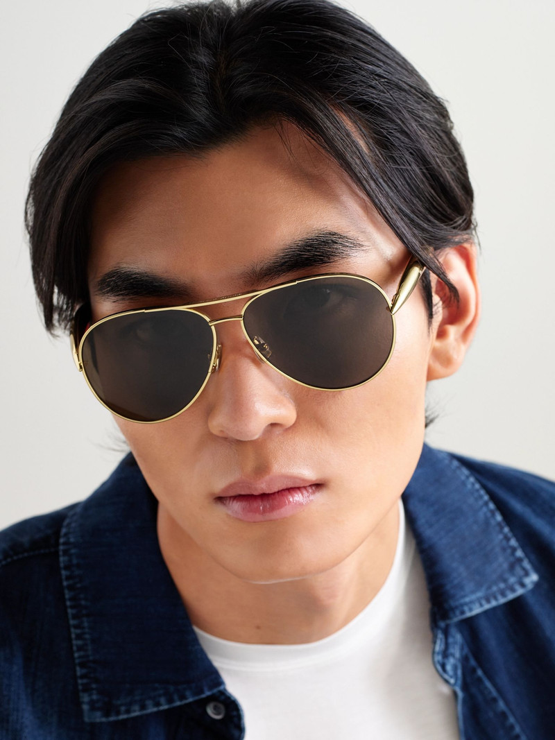 Bottega Veneta Sardine Aviator-Style Gold-Tone Sunglasses Gold outlook