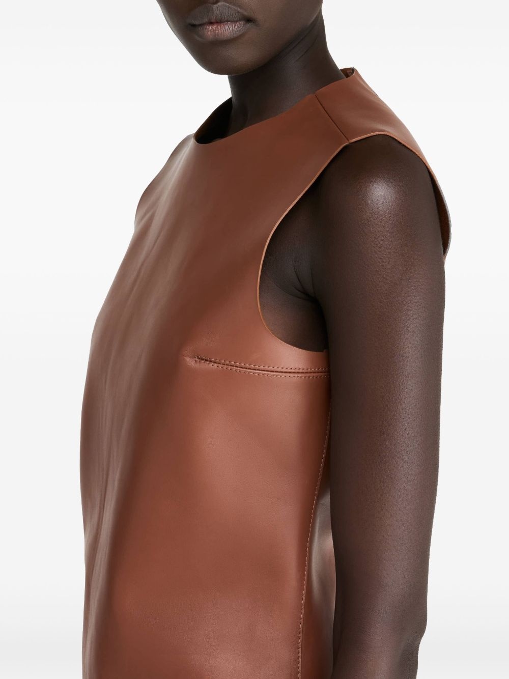 sleeveless leather top - 4