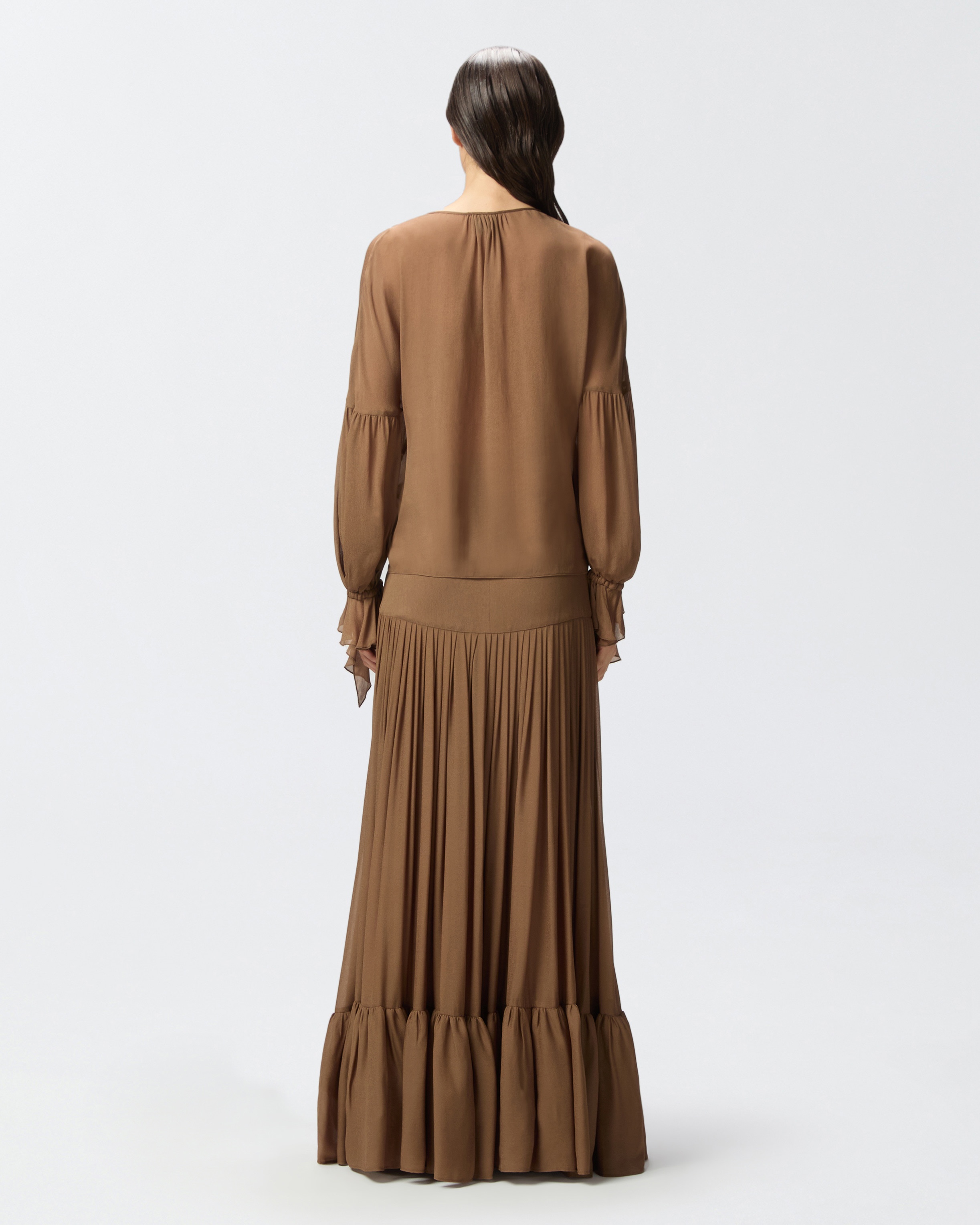 FLOWING BLOUSE WITH GATHERING AND CUFF RUFFLES - 4