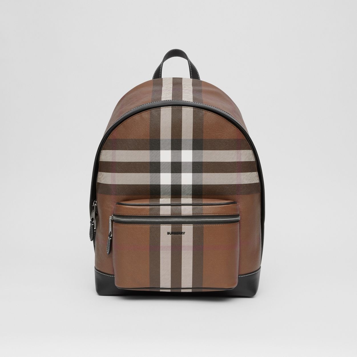 Check and Leather Backpack - 1