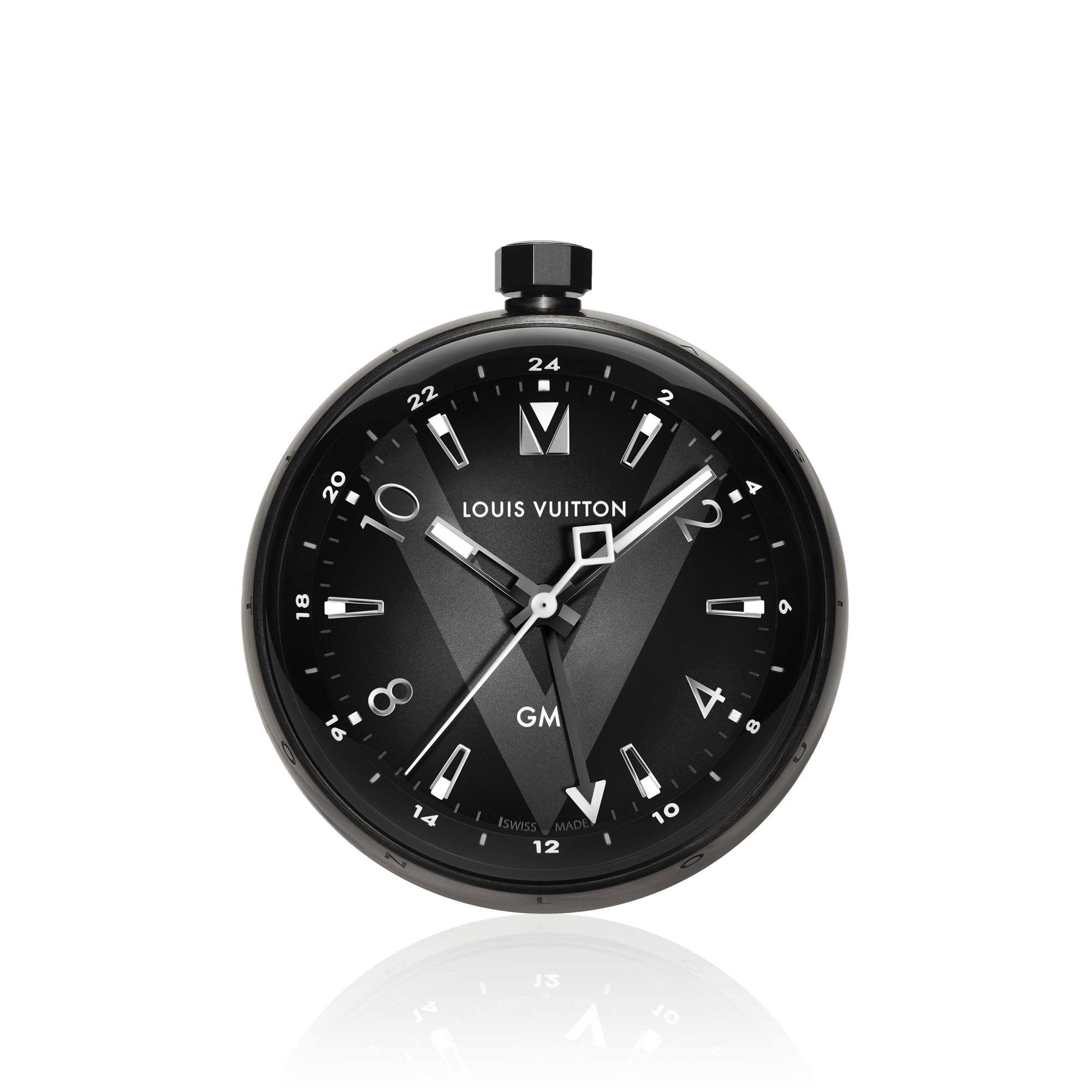 TAMBOUR ALL BLACK TABLE CLOCK GMT - 1