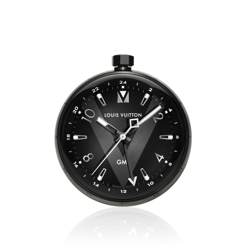 TAMBOUR ALL BLACK TABLE CLOCK GMT 1
