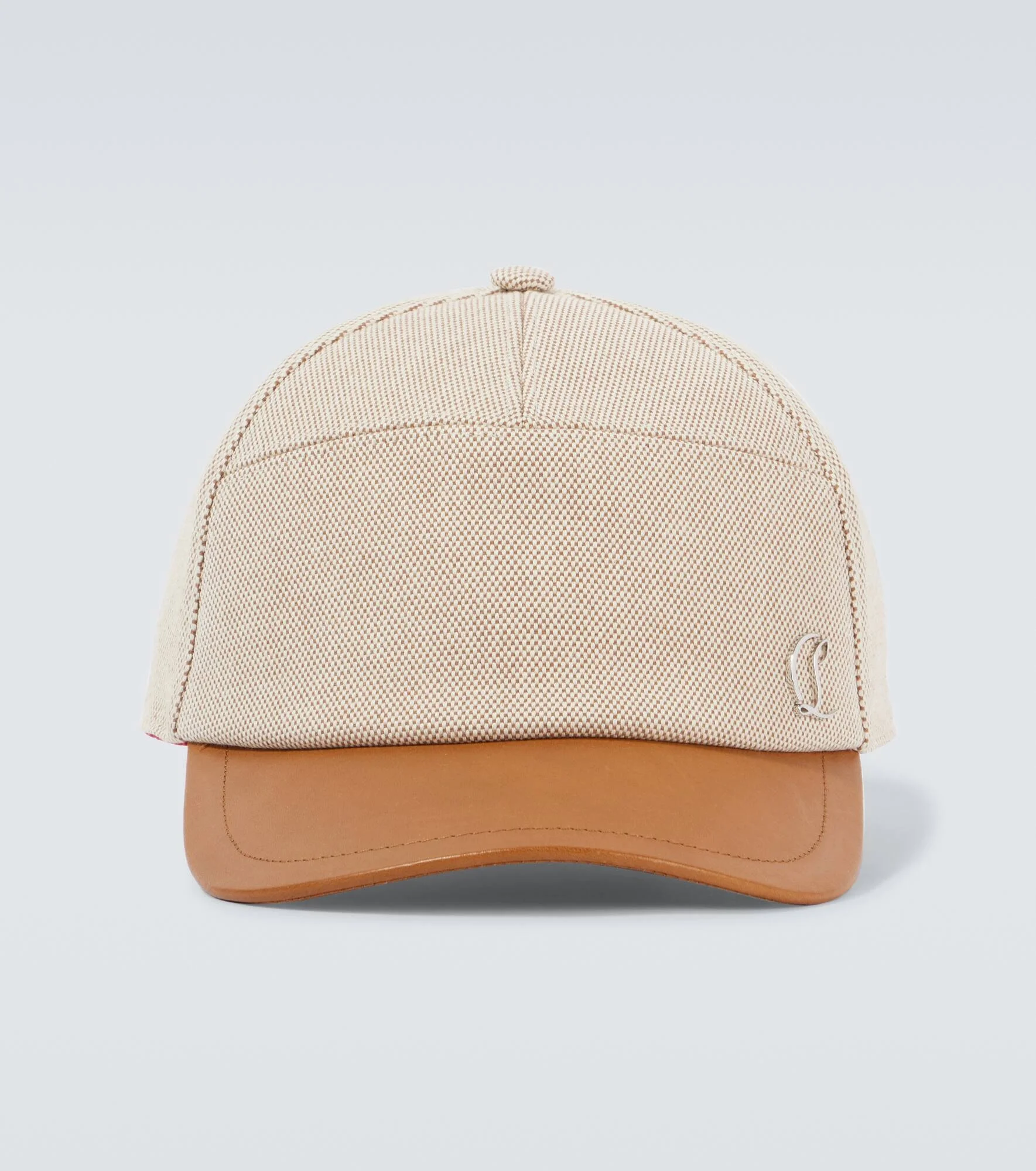 Leather-trimmed cotton baseball cap - 1