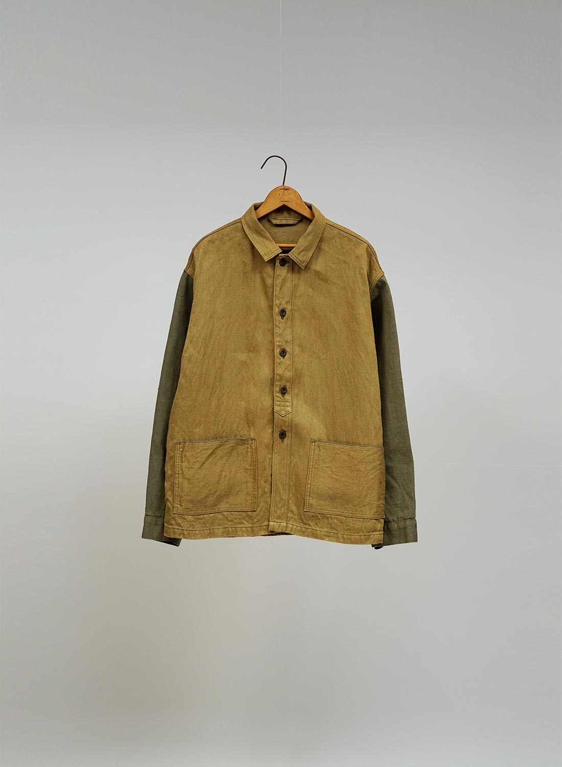 US Army Denim Jacket Hemp Denim in Khaki - 1