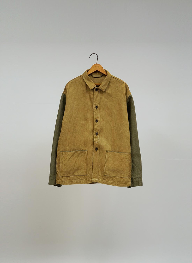 US Army Denim Jacket Hemp Denim in Khaki 1