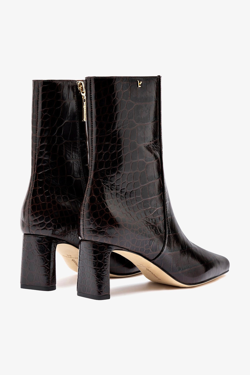 Alexis Bootie In Dark Croco Embossed Leather 7