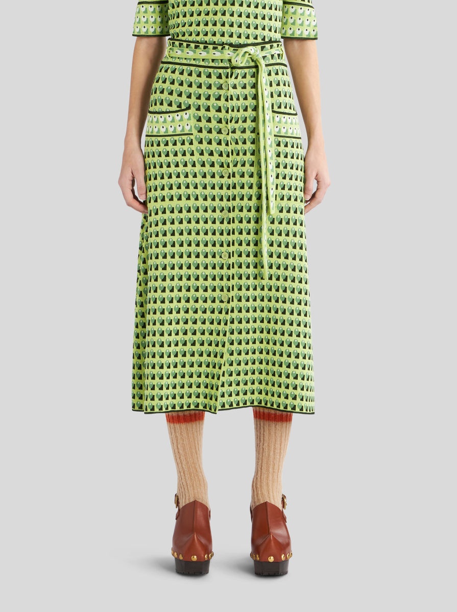 TIE PRINT PATTERN KNITTED SKIRT - 2
