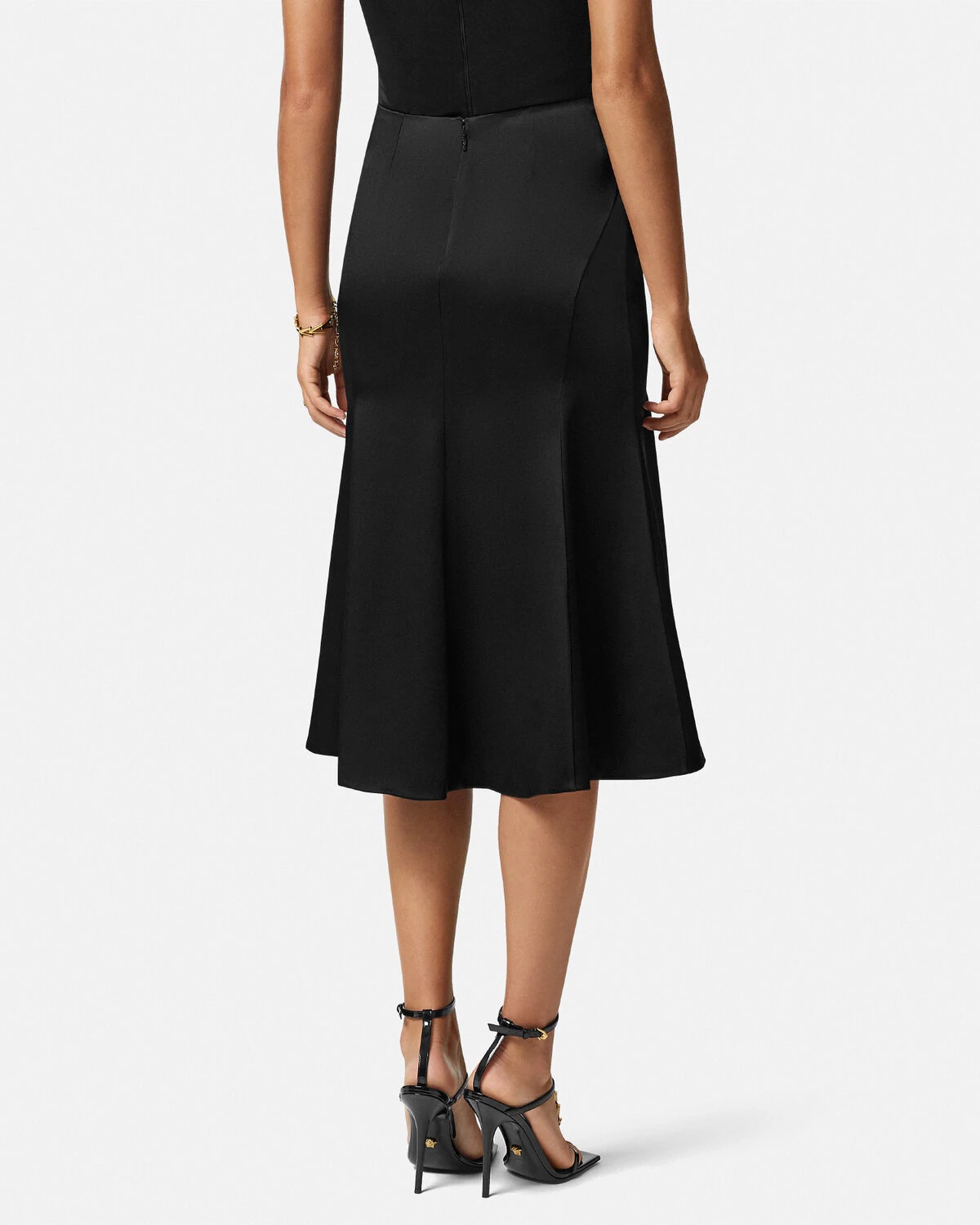 Safety Pin Flowy Satin Midi Skirt - 5