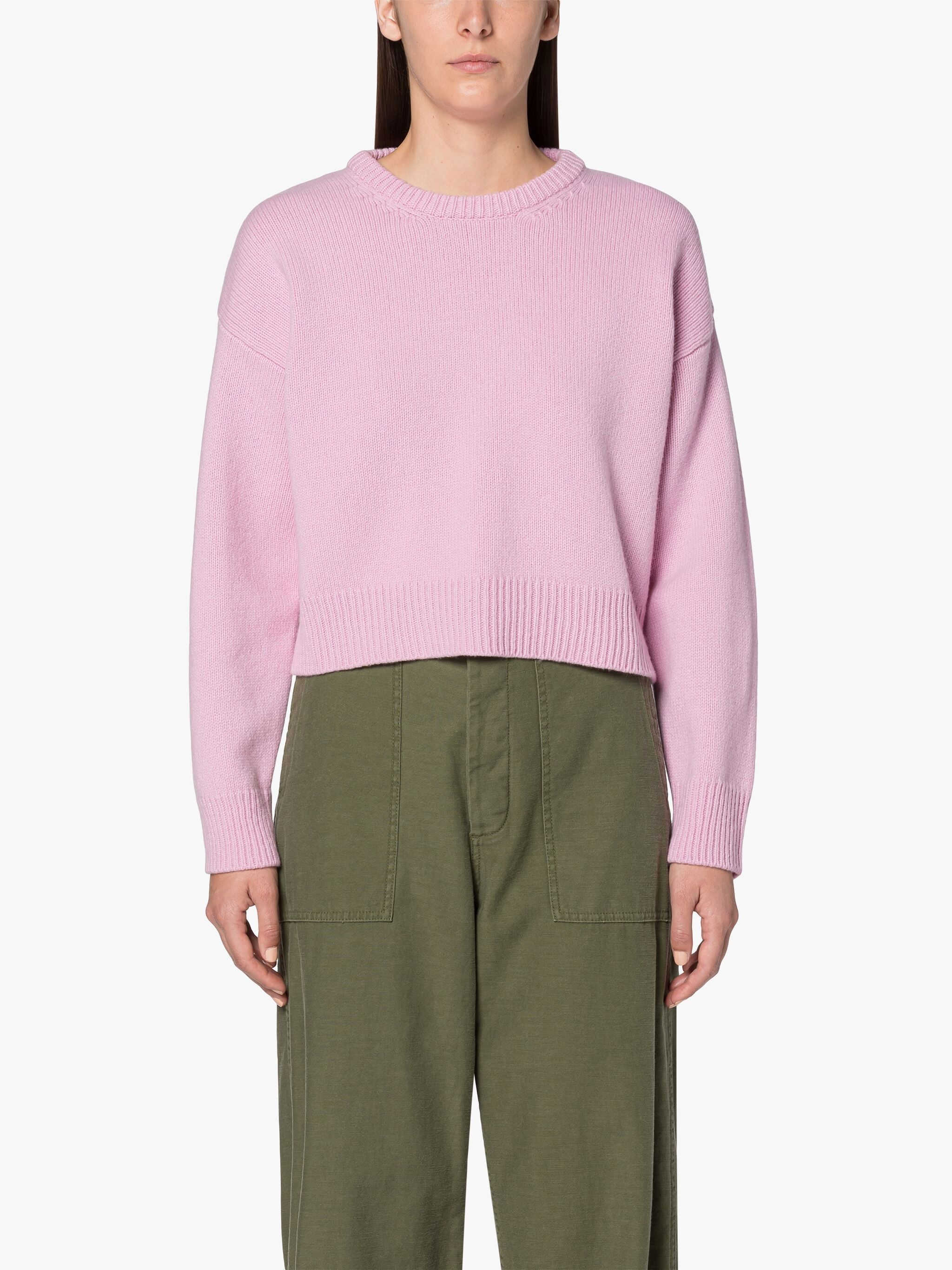 KAYLEIGH PINK WOOL CREWNECK SWEATER - 3