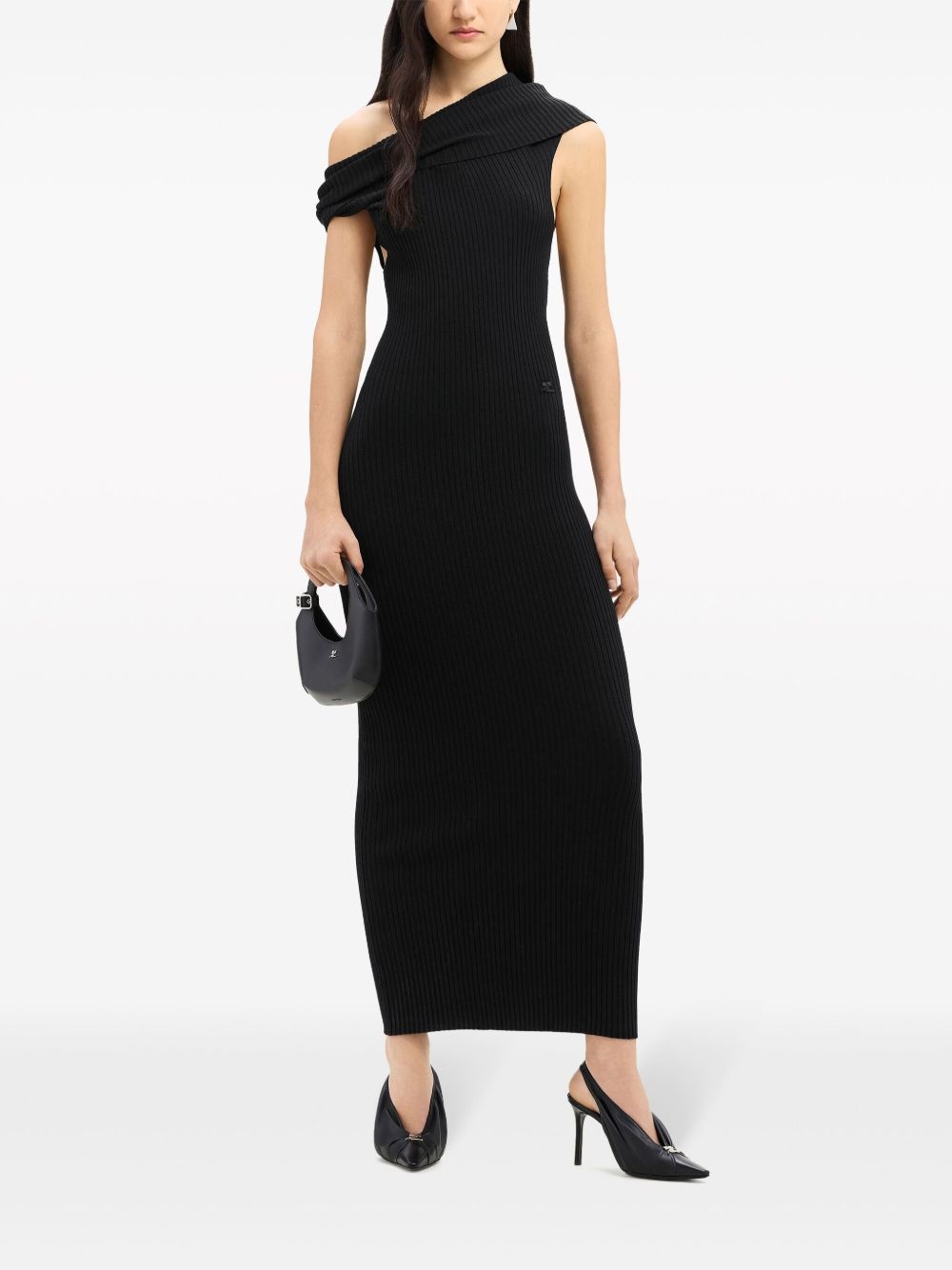 assymetric ribbed-knit long dress - 2