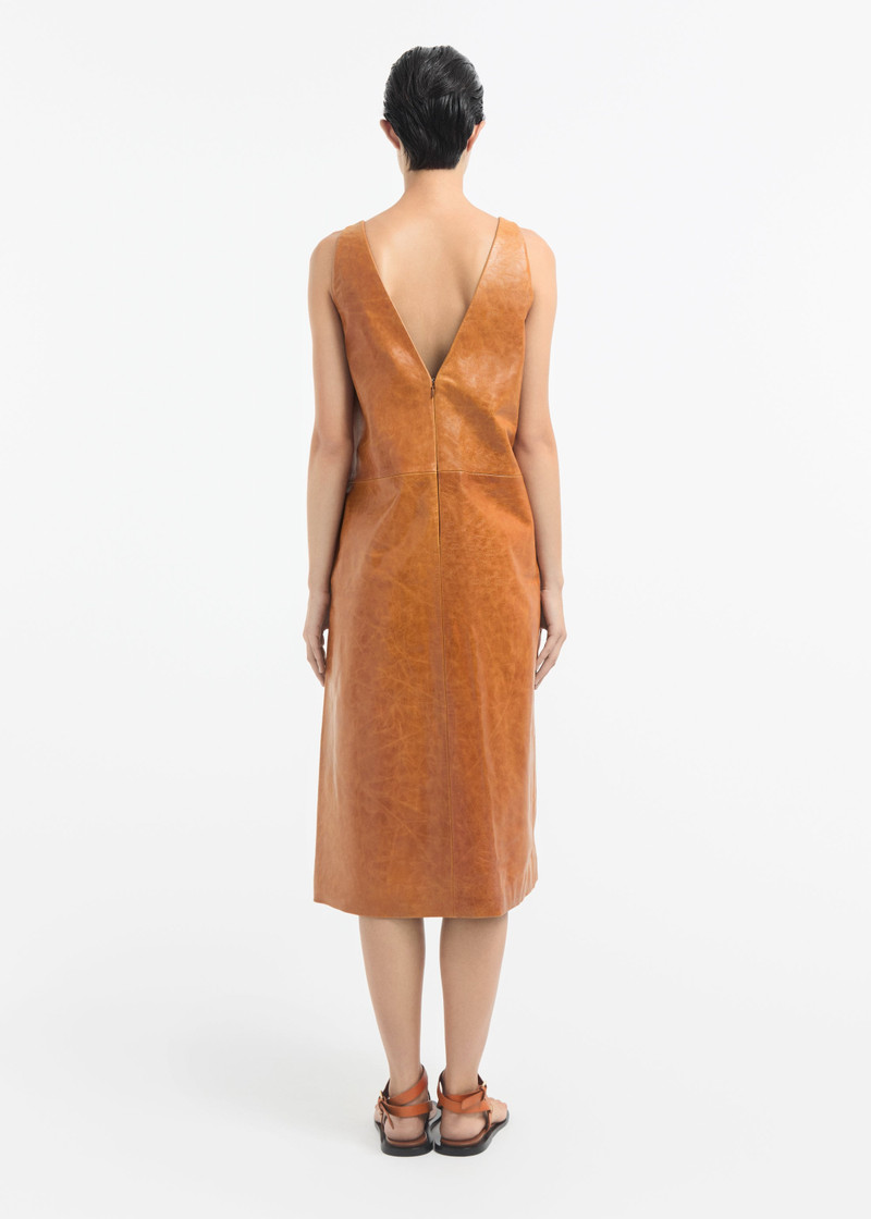 V-Neck Dress in Leather 3