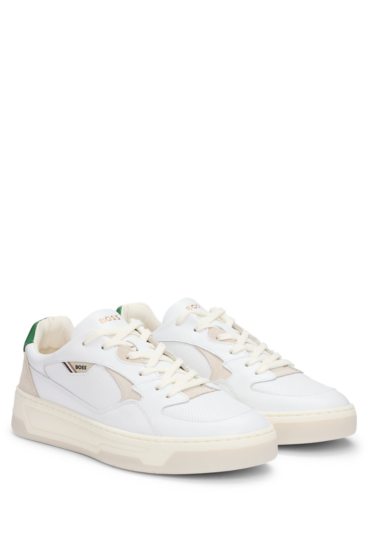 MIXED-LEATHER TRAINERS WITH LAYERED UPPER - 2