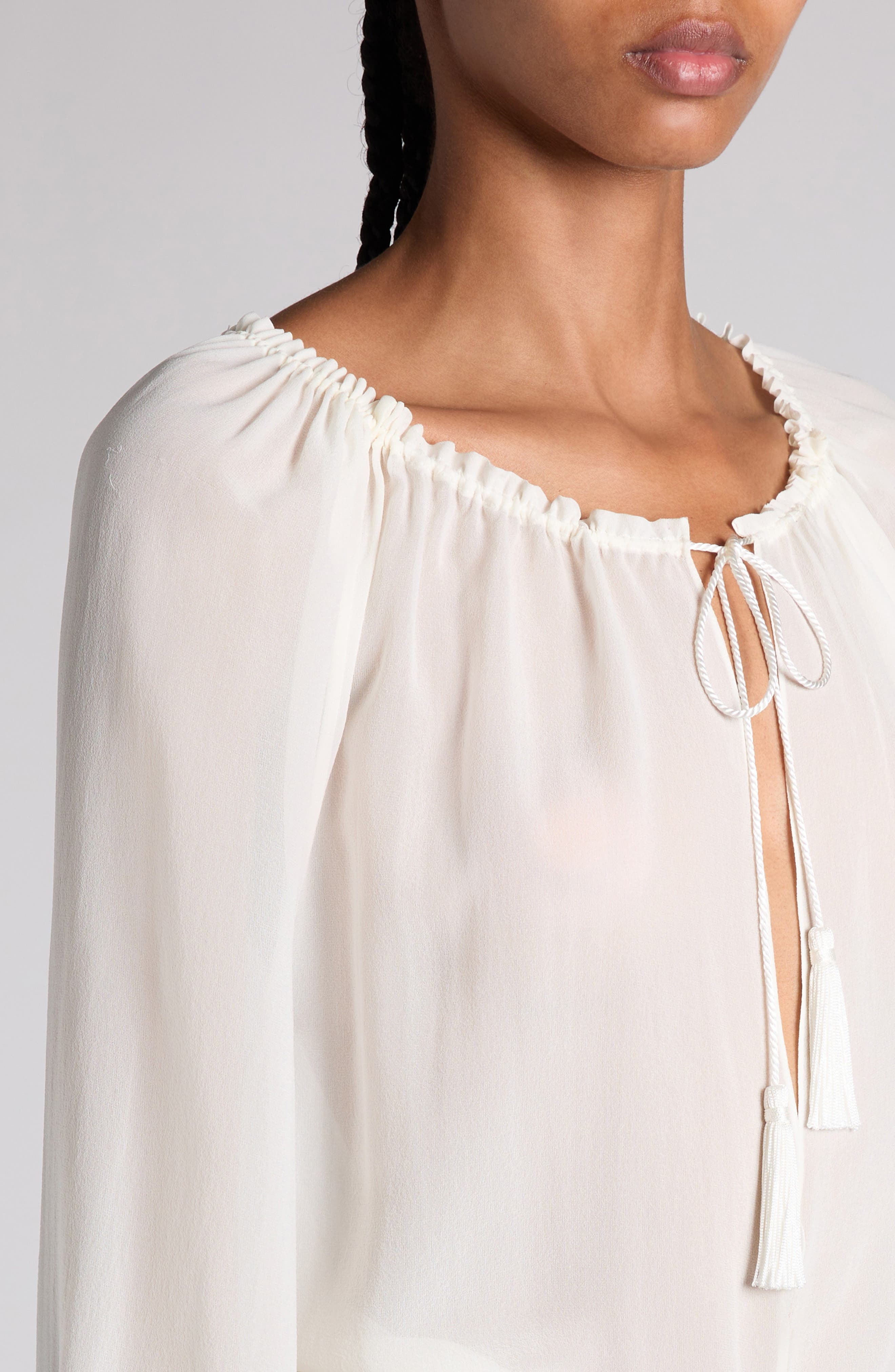 TOM FORD Silk Georgette Top in Aw020 Cream at Nordstrom - 5