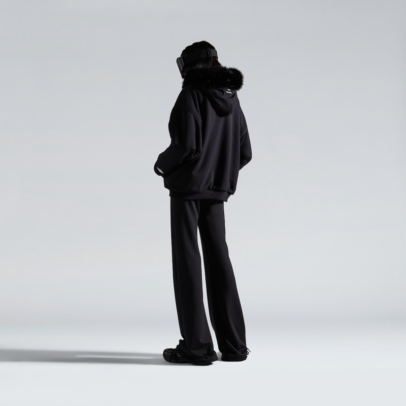 Women's Fluffy Zip-up Hoodie in Washed Black 4