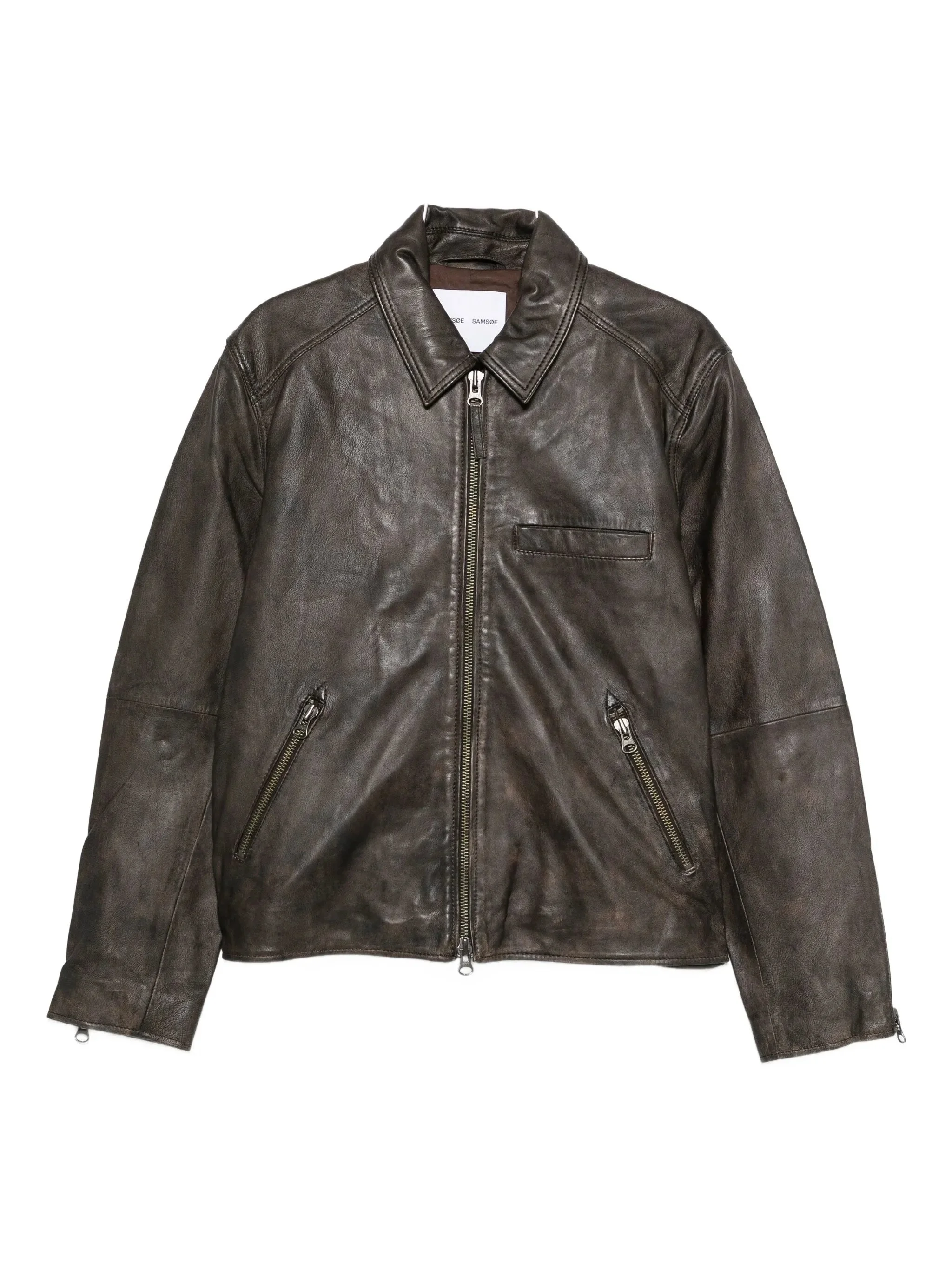 Samsoe Samsoe Sacliff X Zip-front Leather Jacket - 1