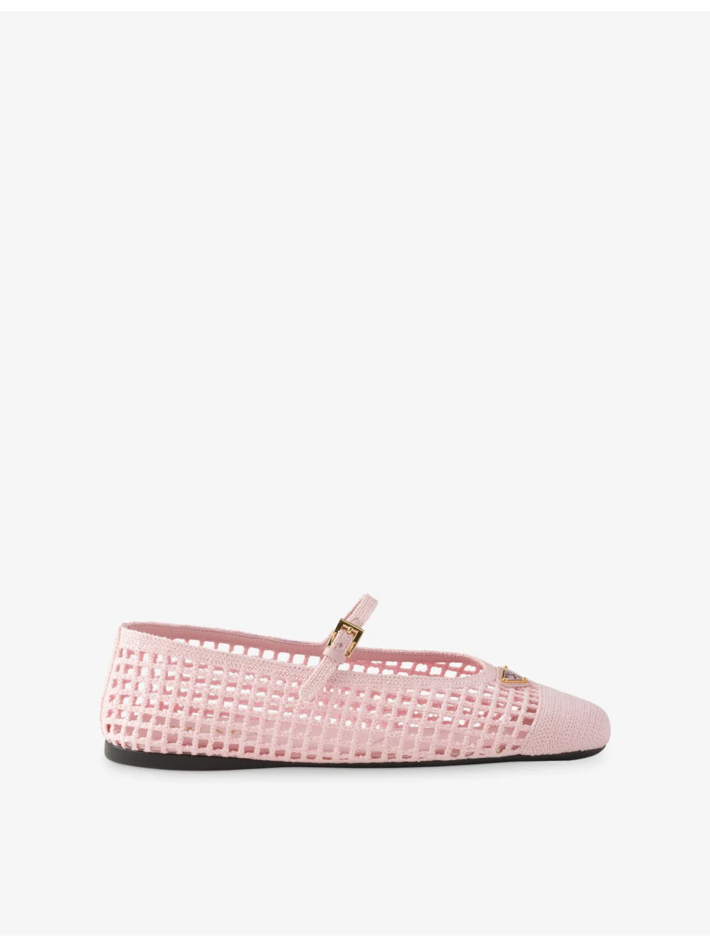 Triangle-Logo Crochet Ballerina Flats - 1