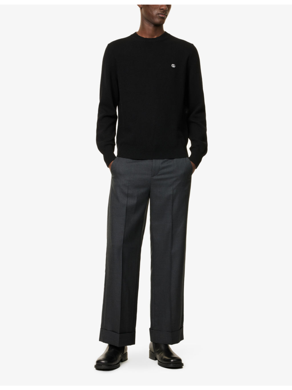 Logo-embroidered crewneck wool and cashmere jumper - 2