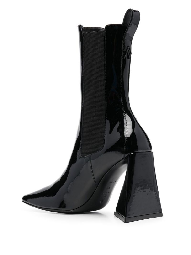square-toe leather boots - 3