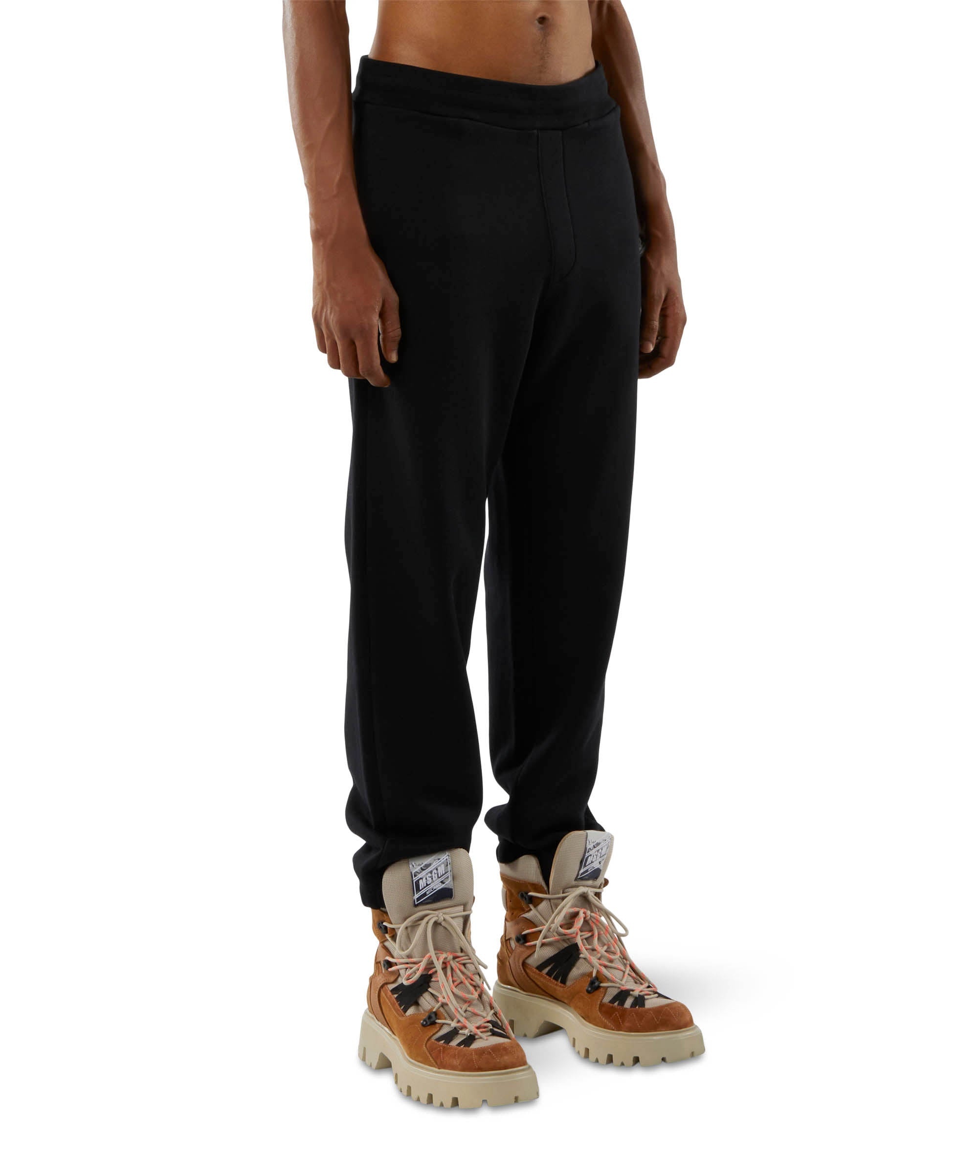 Solid colour cotton track pants - 4