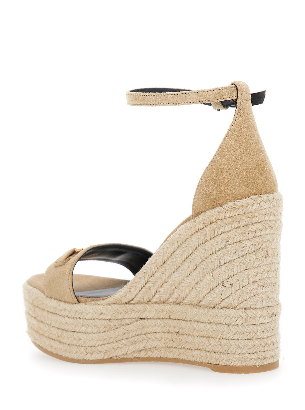 Versace Women Beige Wedges With Adjustable Buckle Closure And Medusa Plaque On The Front In Leather  - 3