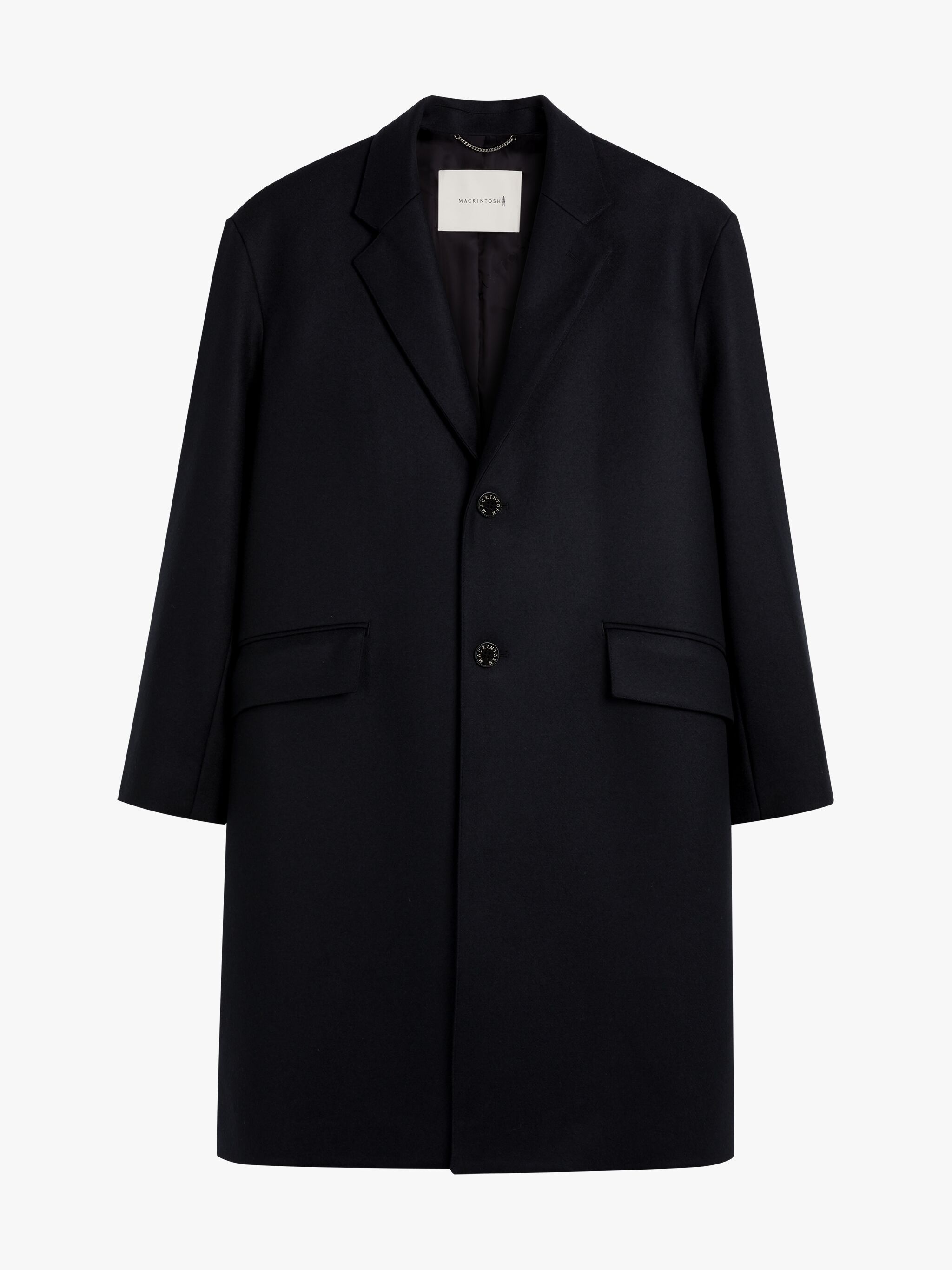 Mackintosh HUMBIE CHESTER NAVY WOOL OVERCOAT | REVERSIBLE