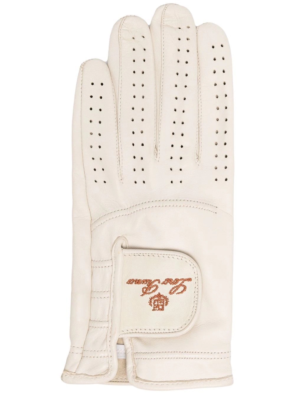 Left-hand logo-embroidered leather glove - 1