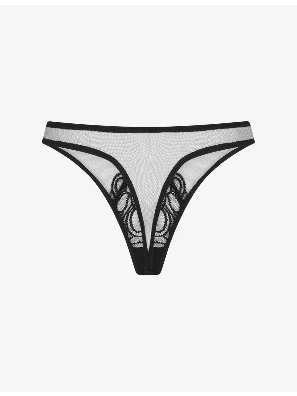Nelle Embroidered Mesh Thong - 4