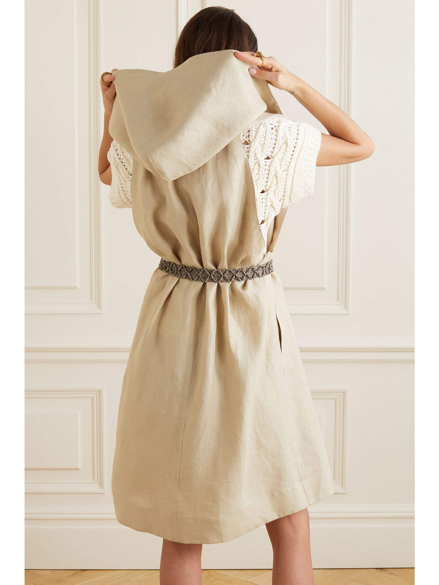 Draped linen vest Beige - 4