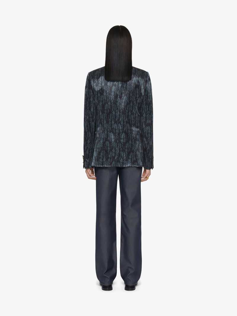 SLIM FIT JACKET IN SATIN WITH FEATHERS PRINT 4