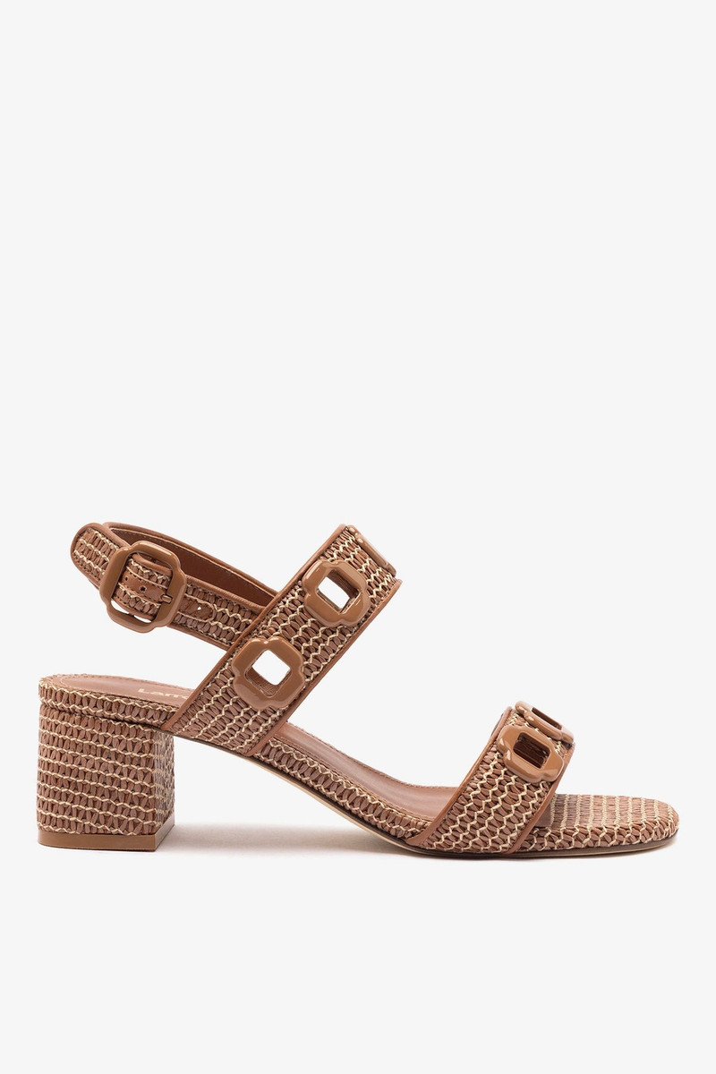 Milan Sandal In Caramel Wave Raffia 1