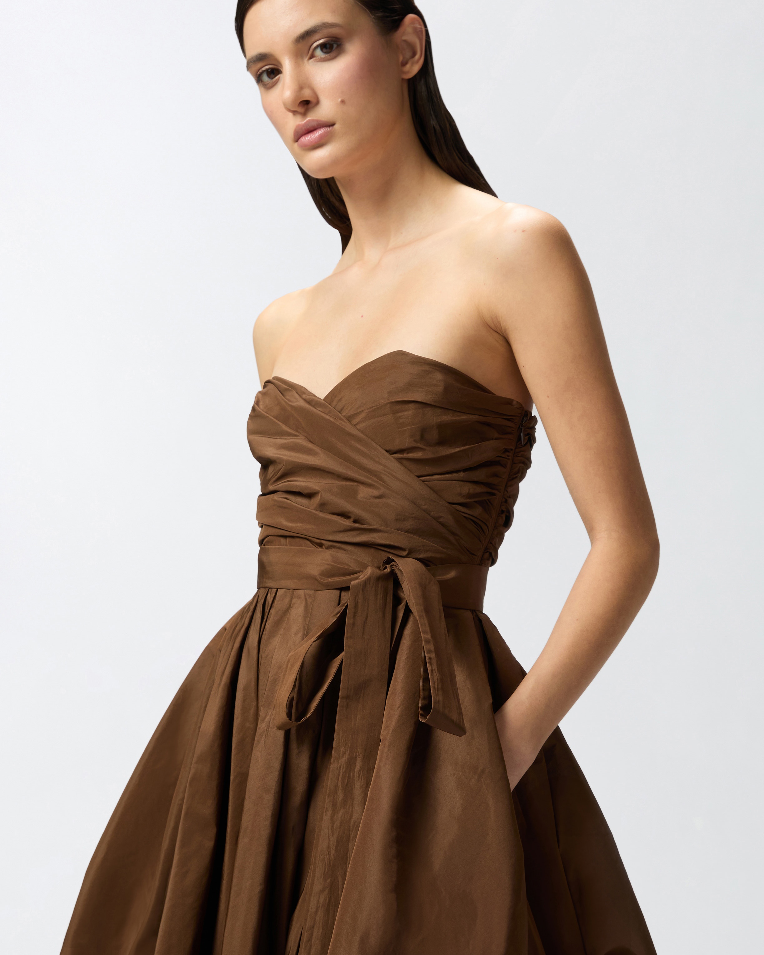 TAFFETA FORMAL DRESS WITH SWEETHEART NECKLINE - 5