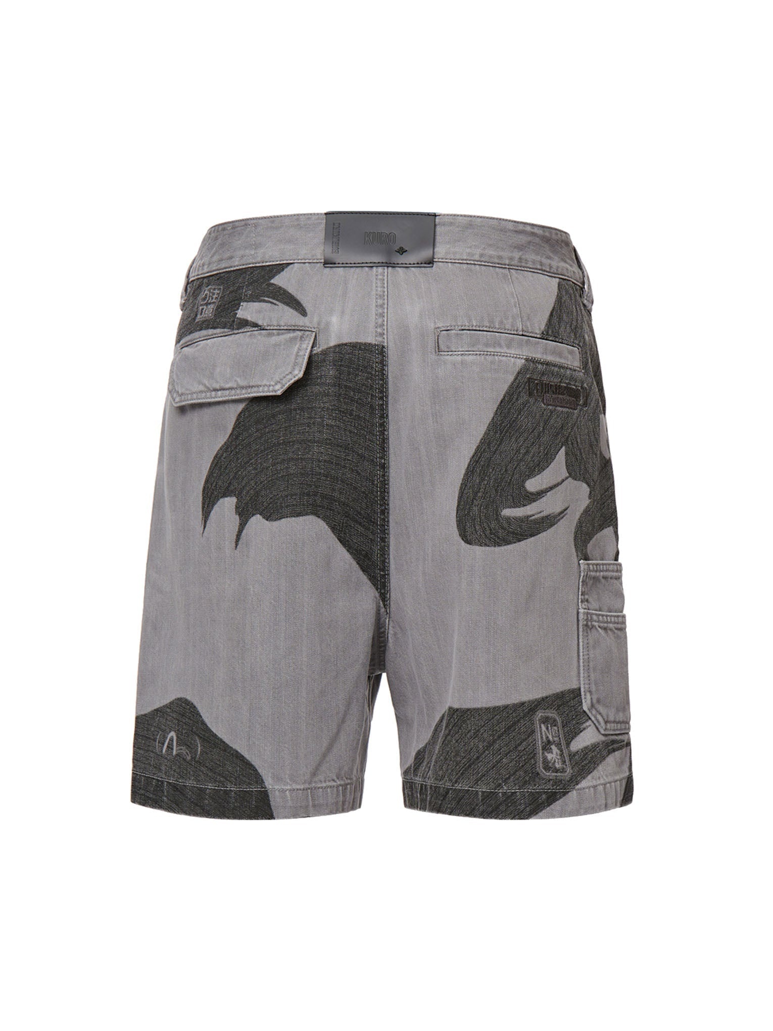 Brushstroke Effect Washed Denim Shorts - 18