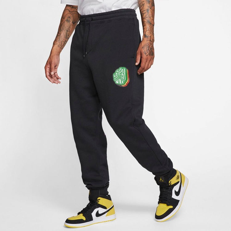 Air Jordan MJ Sticker Fleece Pants Casual Sports Fleece Lined Long Pants Black CT6725-010 - 4