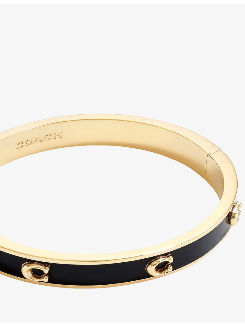 Signature Enamel Hinge Gold-Plated Brass Bangle Bracelet 3