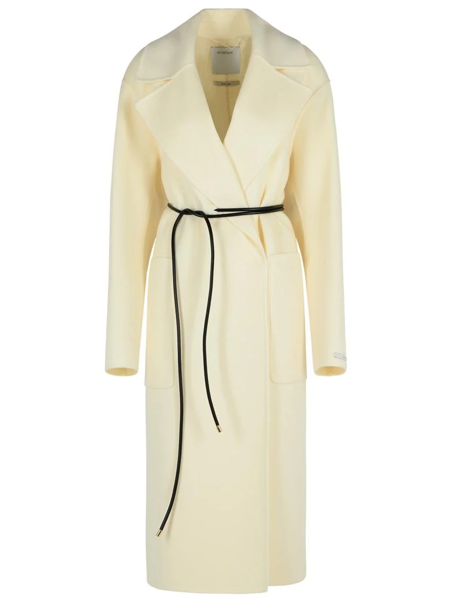 Sportmax 'Abbot' Milk Virgin Wool Dressing Gown Coat - 1