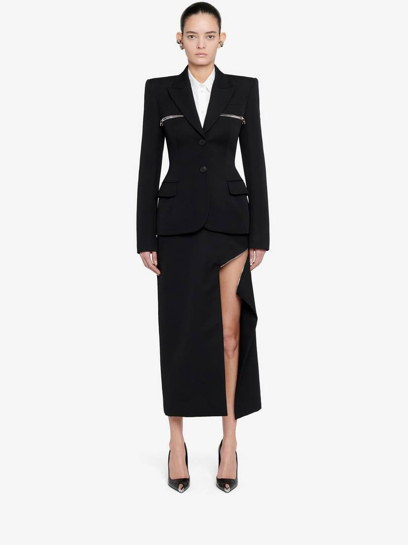 Alexander McQueen Women's Zip Detail Single-breasted Jacket in Black outlook