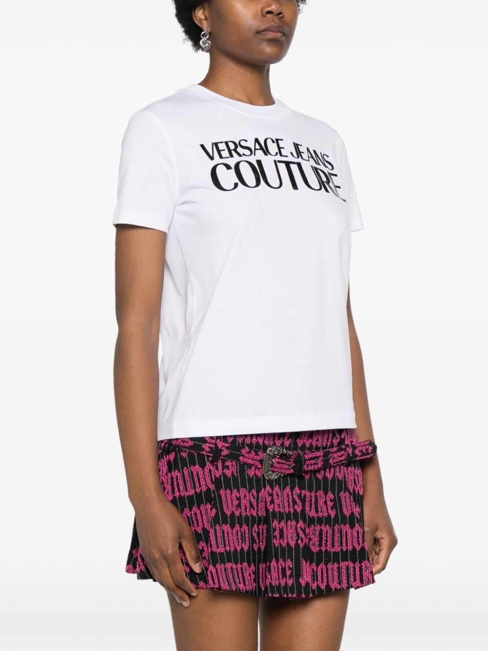 logo-tape cotton T-shirt - 3