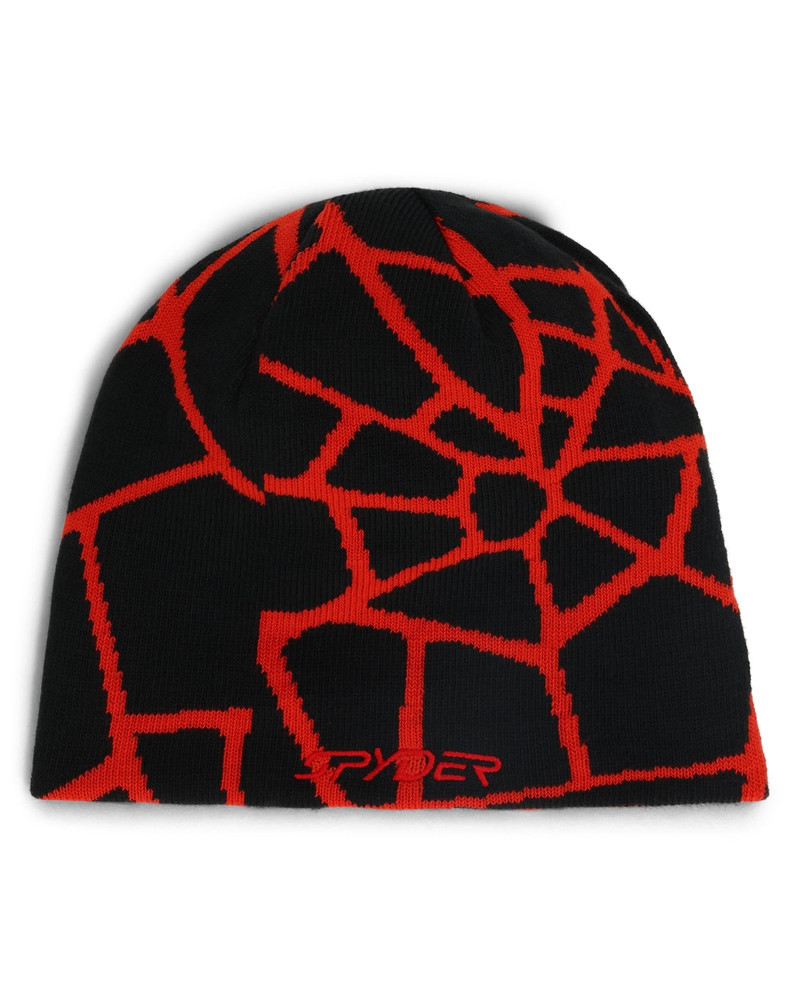 Mens Reversible Web Beanie - Spyder Red 1