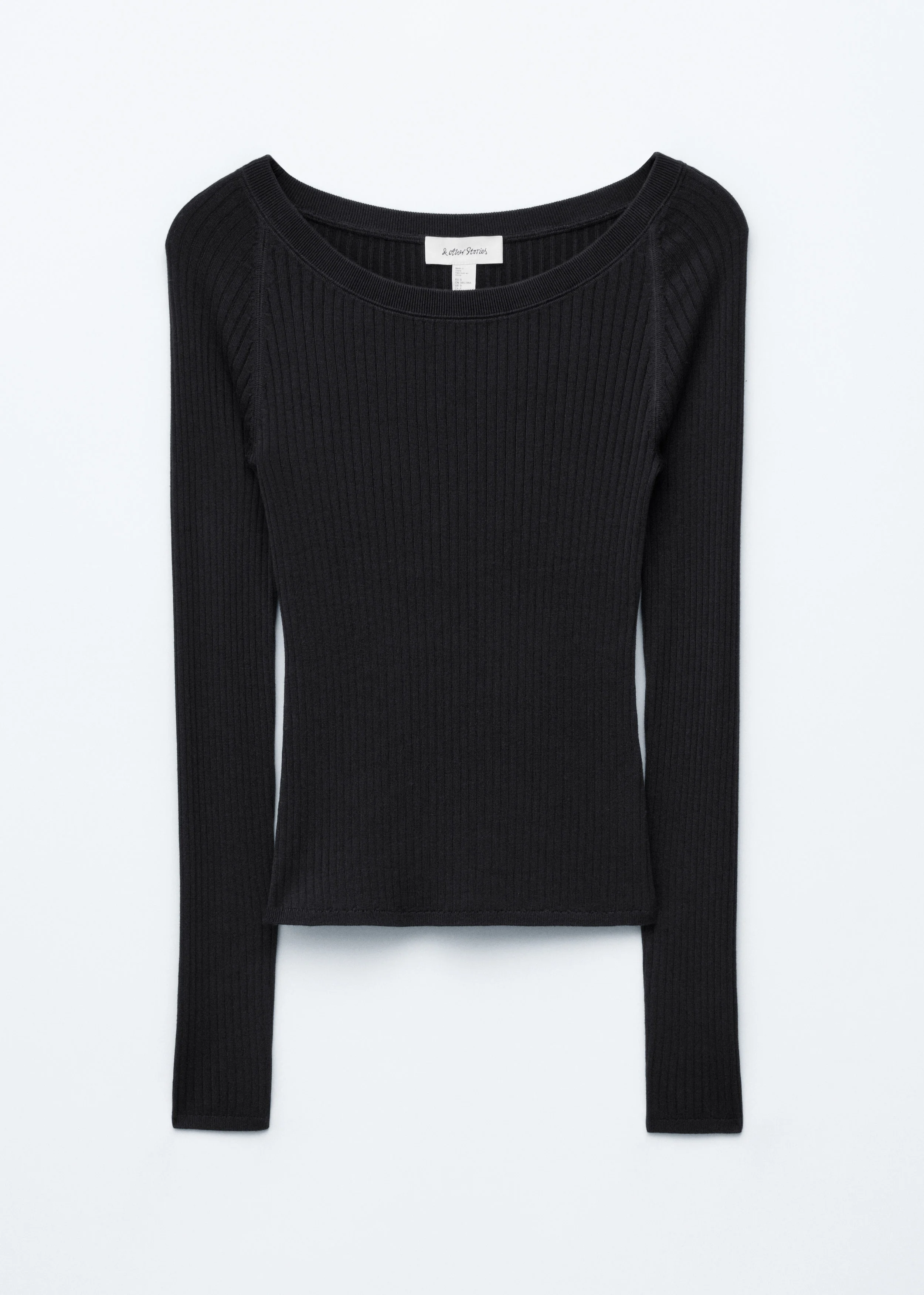Boat-Neck Rib-Knit Top - 1