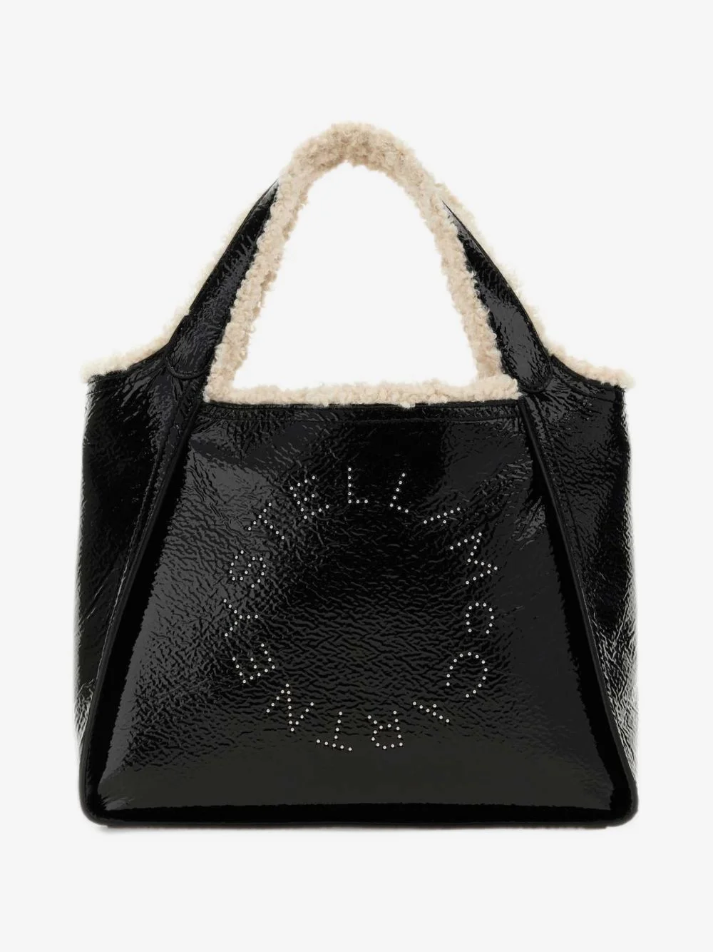 logo cracked patent crossbody tote bag - 1