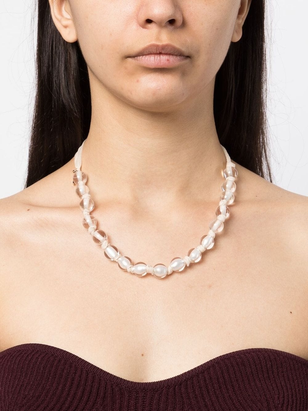 crepe de chine beaded necklace - 2