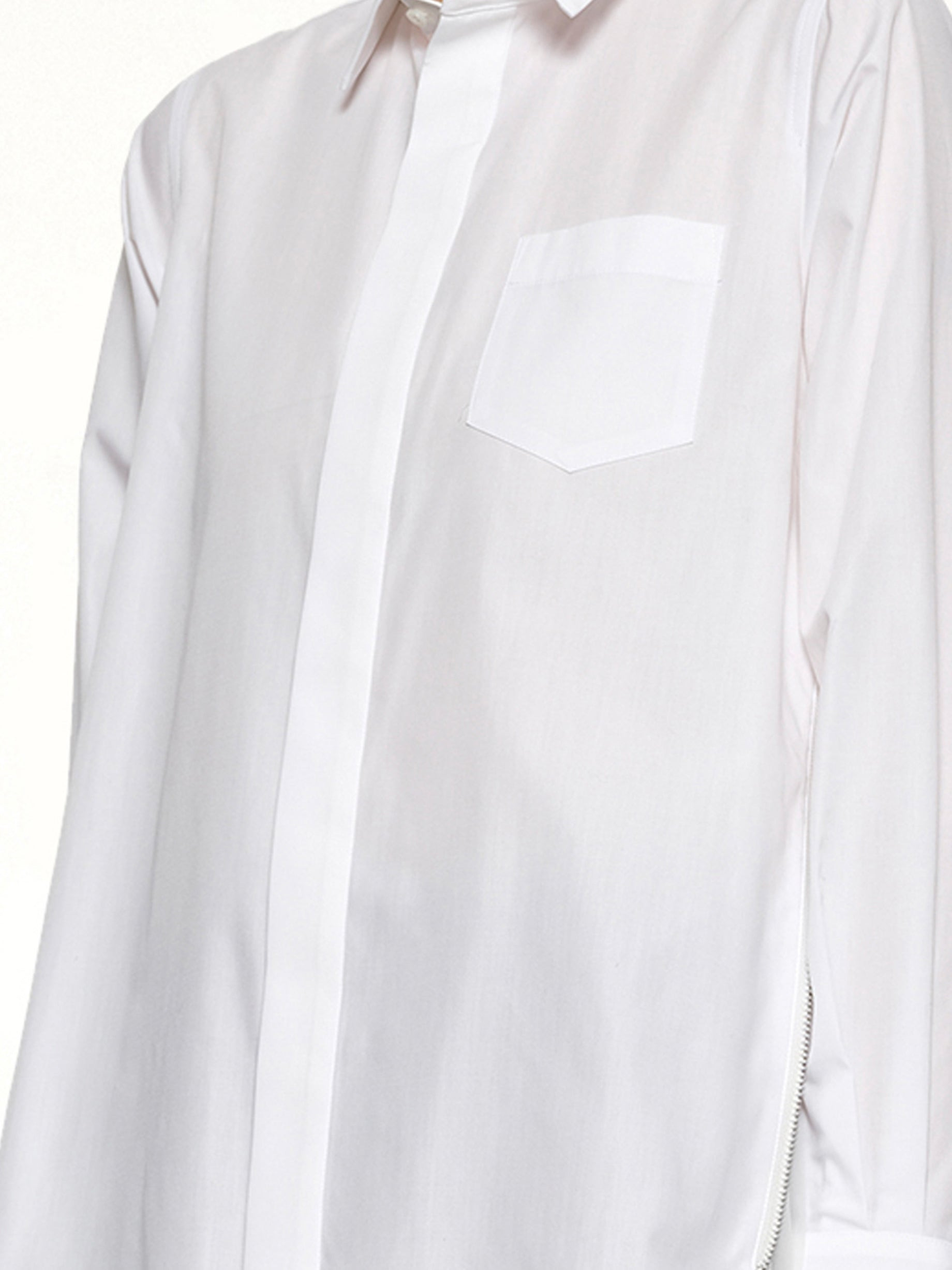 Poplin x Chiffon Shirt in Off White - 3